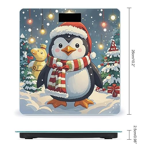 Christmas Funny Penguin Weight Scale Highly Accurate Digital Weighing Scale with Large LCD Display Smart Bathroom Scales for Home Bedrooms and Gift Giving