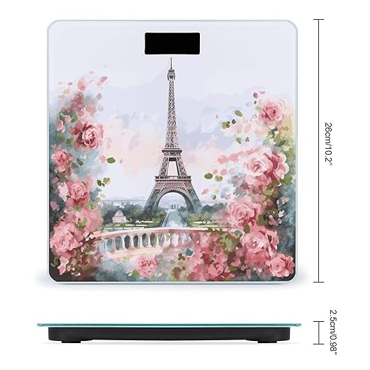 Paris Eiffel Tower with Flowers Bathroom ScaleHighly Accurate Digital Weighing Machine for People Bright LED Display Weight Scale for The Aldult Home Use