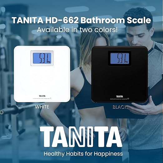 Tanita HD-662 Digital Weight Scale (Black) - Japan Technology Bathroom Scale with 330 lb Weight Capacity - 2 Blue Backlit Large LCD Display - Accurate Durable Step-On Operation