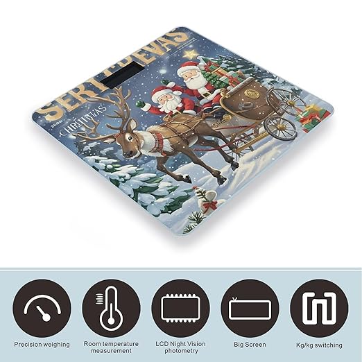 Before Christmas Bathroom Scale for Body Weight Bathroom Weighing Scales with Back Lit LED Display Sturdy Tempered Glass Body Weight Bathroom Scale 400lb Weighing