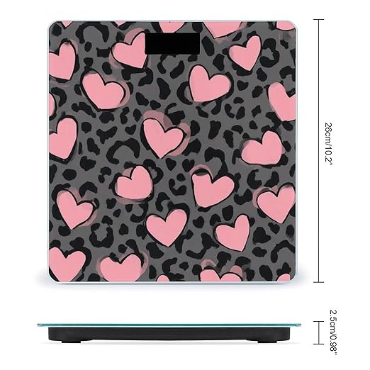Energy Saving Scale Bathroom Weighing Scale Smart Scale for Body Weight Digital Love Heart Dark Gray Black Leopard Cheetah Print