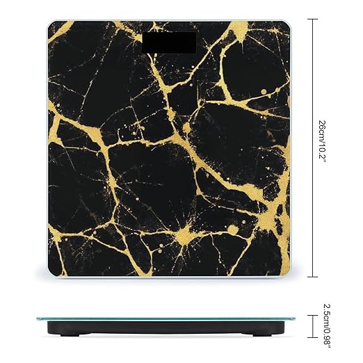 Automatic Switch Digital Bathroom Weighing Scale Smart Scale for Body Weight Gold Black Marble Texture