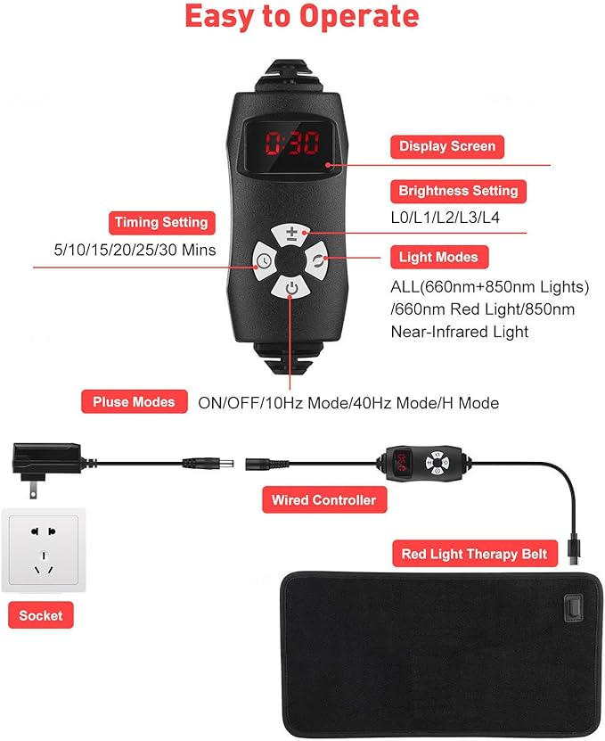 Red Light Therapy Belt for Pain Relief Infrared Light Therapy for Body Wearable Wrap with Timer for Back Shoulder Waist Muscle Pain ReliefReduce Inflammation and Joint Pain