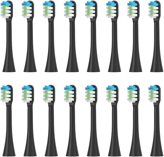 16PCS Replacement Toothbrush Heads Compatible for Nandme nx8000 Soft Bristle Tooth Brush Head(16pcs Black)