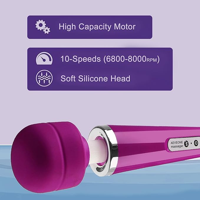 Wired Powerful Handheld Wand Massager Strong Personal Vibration Massage for Sports Recovery Back Muscle Aches Whole Body Pain (Purple)