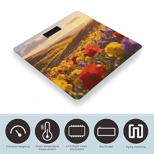 Gilded Flower Sea Weight ScaleClear LED Display Bathroom Digital Weighing ScaleTempered Glass Digital Bathroom Scale for Body Weight Capacity Up to 400 Lbs