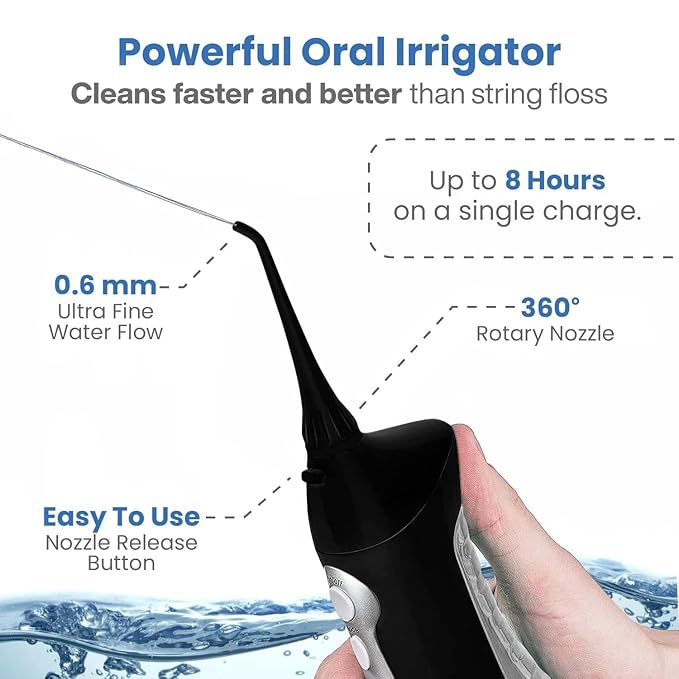 AquaSonic Home Dental Center Rechargeable Power Toothbrush &amp Smart Water Flosser - Complete Family Oral Care System - 10 Attachments and Tips Included - Various Modes &amp Timers (Black)