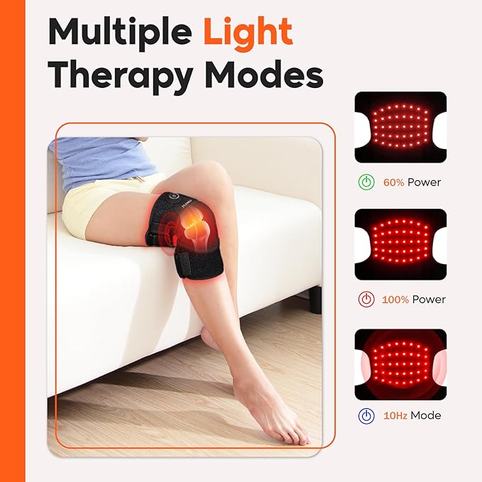 Red-Light-Therapy Infrared Light Knee Brace Wireless Rechargeable for Knee Shoulder Pain Relief 660nm &amp 850nm Infrared Therapy Heated Device for Knee/Shoulder/Joint/Elbow Gifts for Women Men
