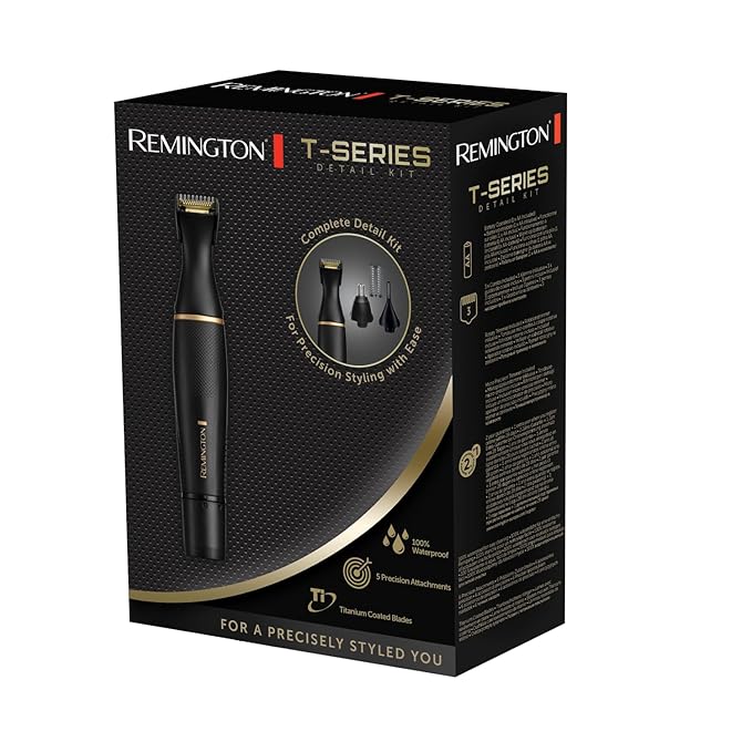 Remington T-Series Nose and Ear Hair Trimmer Detail Kit Nose Hair Trimmer Ears Eyebrows and Facial Hair Vertical and Rotary Trimmer 2 Combs Precision Cutter and Adjustable Comb - NE7000