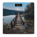 Digital Bathroom Scale for Body Weight Scale with Bright LCD Display High Accuracy Step-On Technology Auto On/Off Wooden Trestle by The Water Digital Scales 400 Lbs /180kg