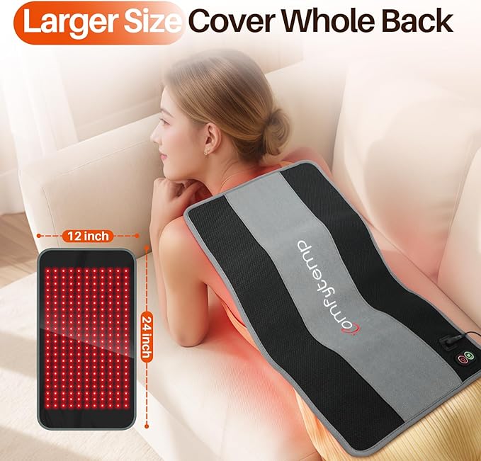 Comfytemp 24’’ x 12’’ Red Light Therapy Pad for Body Wearable Near Infrared Light Therapy Wrap with Timer 242 LEDs Large Light Pad for Back Joint Muscle 660nm &amp 850nm 32W