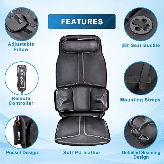 Back Massage Cushion with Compress Vibration Seat Massage Chair Pad3 Modes &amp 3 Intensities Back and Neck Massage for Muscle Fatigue Stress Relief