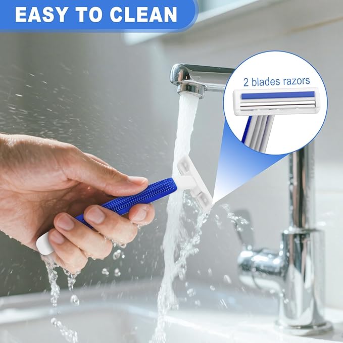 Shave Kit in Bulk Twin Blade Razors with Protective CapDisposable Razors in Bulk Shaving Cream for Hotel Airbnb Homeless Shelter Camping and Travel (60)