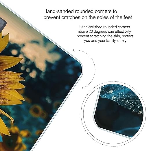 The Most Beautiful Sunflower Scale for Body Weight Anti-Slip Tempered Glass Digital Bathroom Scales Clear LCD Display Weighing Scale Safe Rounded Corners Smart Scales