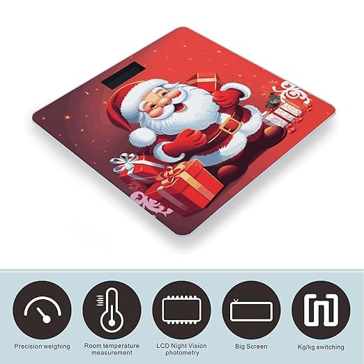 Santa Claus Xmas Gifts Weight Scale Digital Electronic Scales Bathroom Scale Larg LCD Backlight Display High Precisio MeasurementsTempered Glass