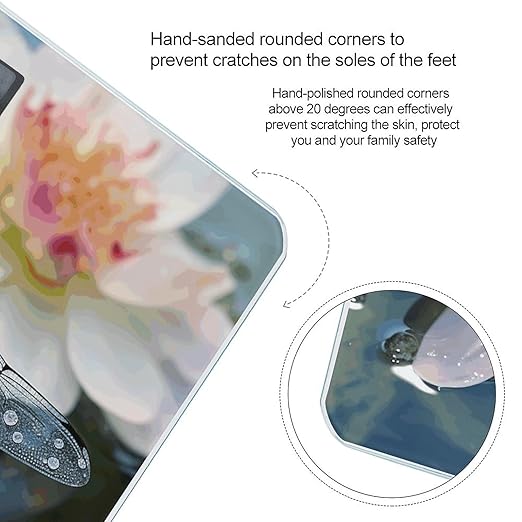 Dragonfly Lotus Digital Bathroom Scale for Body Weight Weighing Scale with Backlit LCD Display High Precision Measurements &amp Measures Weight Up to 180kg