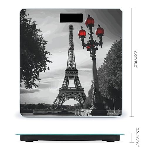 Eiffel Tower London Bathroom Scale for Body Weight Bathroom Weighing Scale with Backlit LCD Display Highly Accurate Measures Weight Up to 180kg