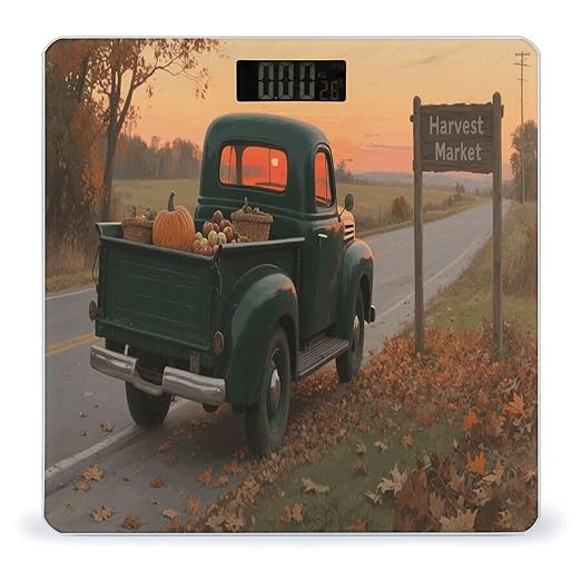 Autumn Fall Truck Weight Scale Cute Bathroom Scale for Body Highly Accurate Digital Weighing Machine for People Compact LCD Display Scales with Sturdy Toughened Glass Scales