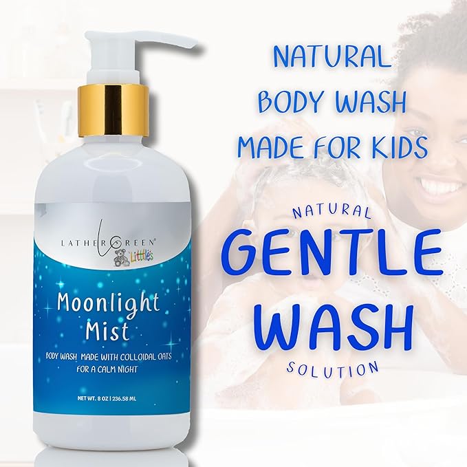 Kids Body Wash – Plant Based Gentle Moisturizer with Shea Butter – Safe for Sensitive Skin – Moonlight Mist – 3 Pack (8 oz Each)