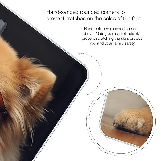 Pomeranian Dog Wearing Glasses Bathroom Scale Rounded Smart Scale for Body Weight Automatic Power On/Off Weight Scales Accurate Bathroom Digital Scales for Pet Home Bedroom Kitchen