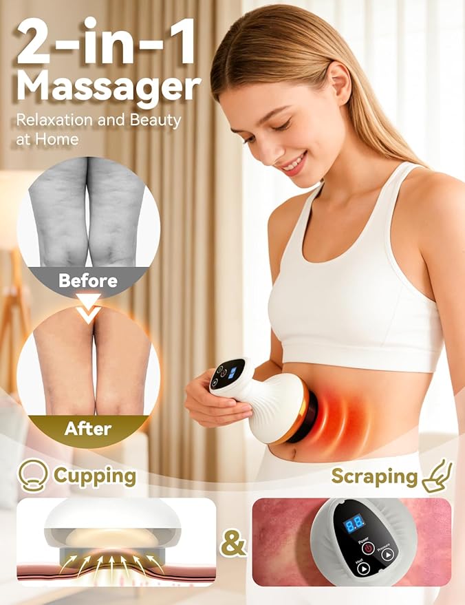 Cellulite Remover Firmer More Toned Skin Deep Massage Natural Skin Firmness 9 Suction Levels &amp Heat Rechargeable Helps Reduce Stretch Marks &amp Cellulite for Legs Arms &amp Belly (Advanc