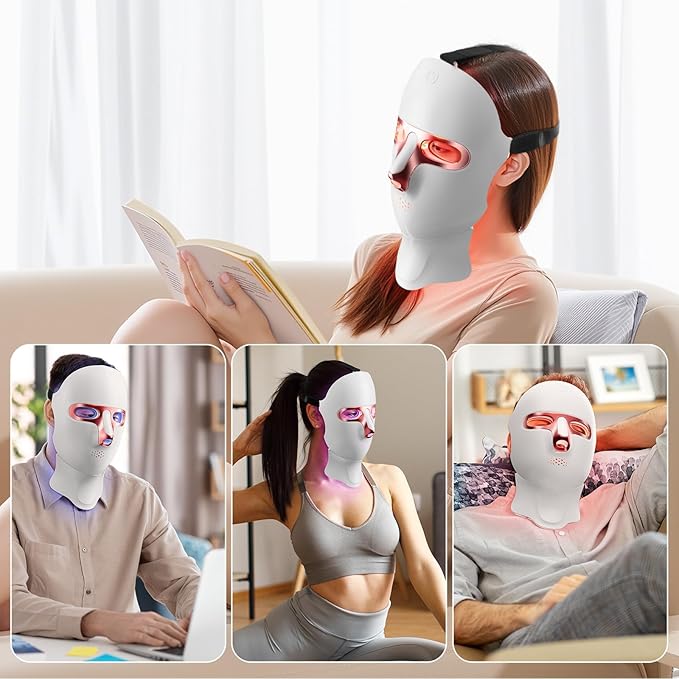 Red Light Therapy Mask for FaceCordless LED Face Mask Light TherapyUSB C RechargeableInfrared Lights Masks for Home Working Travel Yoga Sleep