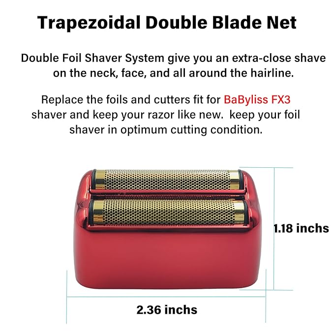 Compatible with BaByliss Pro FX3 Foil Shaver Replacement Head Pro Shaver Rplacement Foil Red Compatible with BaBylisspro FX3 Professional High Speed Foil Shaver Top FXX3RF Blade Parts with 2 Cutters