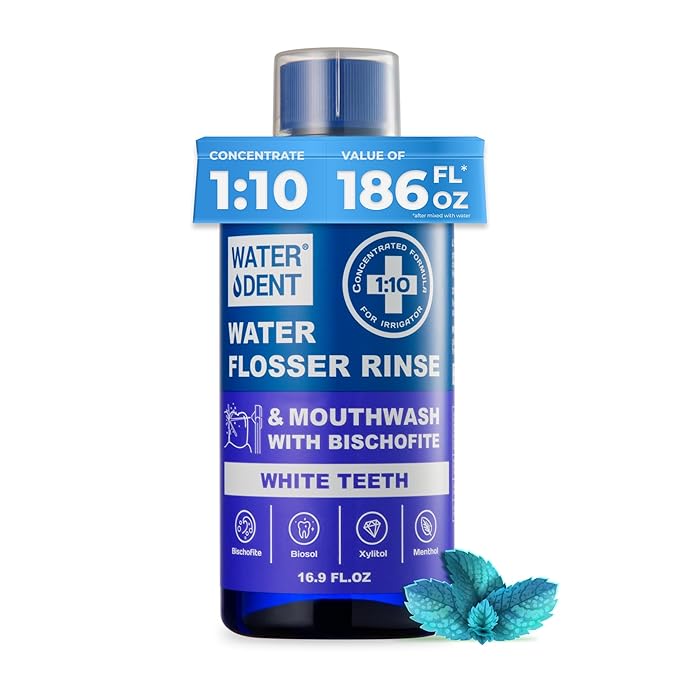 Medium Soft 2-Pack Toothbrush &amp Concentrated Water flosser Rinse &amp Mouthwash White Teeth Alcohol and Fluoride Free. Made in USA