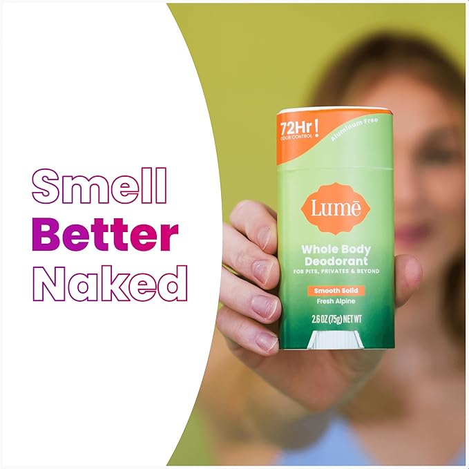 Lume Whole Body Deodorant - Smooth Solid Stick - 72 Hour Odor Control - Doctor Developed - Aluminum Free Baking Soda Free and Skin Loving - 2.6 Ounce (Pack of 2) (Fresh Alpine)