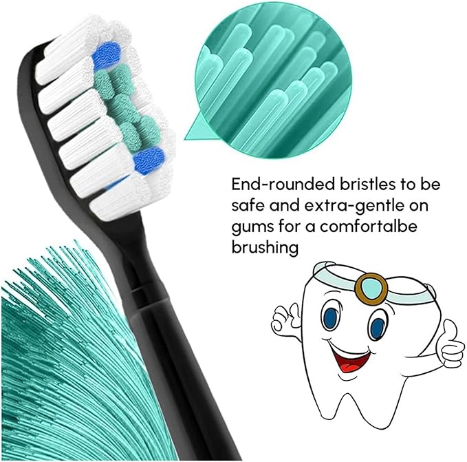 Replacement Brush Heads Compatible for Electric Toothbrush HX6920 4100 2 Series Cleaning Refills(Black-12 Pcs)