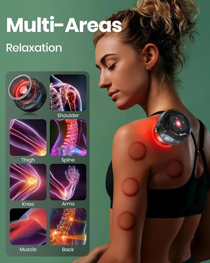 [4 Pack] 5-in-1 Smart Dynamic Cupping Set Electric Cupping Device with Red Light Heated Cupping Massager with 12-Level Suction &amp Heat Cupping Machine for Pain Relief Muscle Soreness Knots Ac