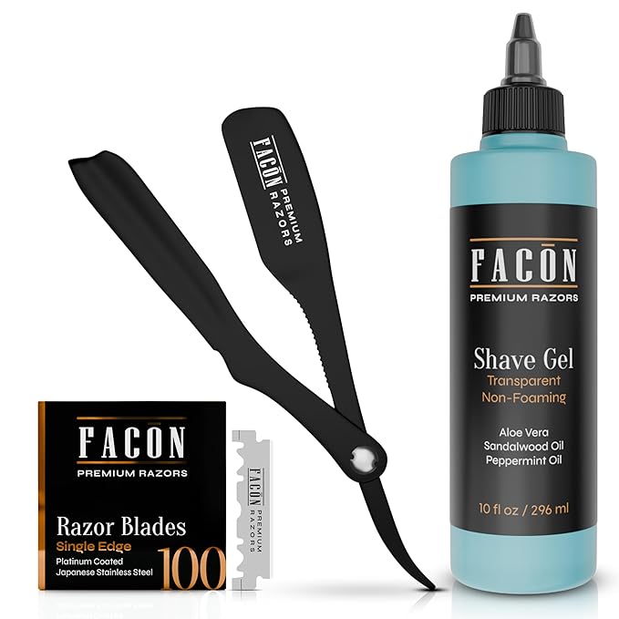 Facón Straight Razors for Men + Facón Transparent Shaving Gel for Men