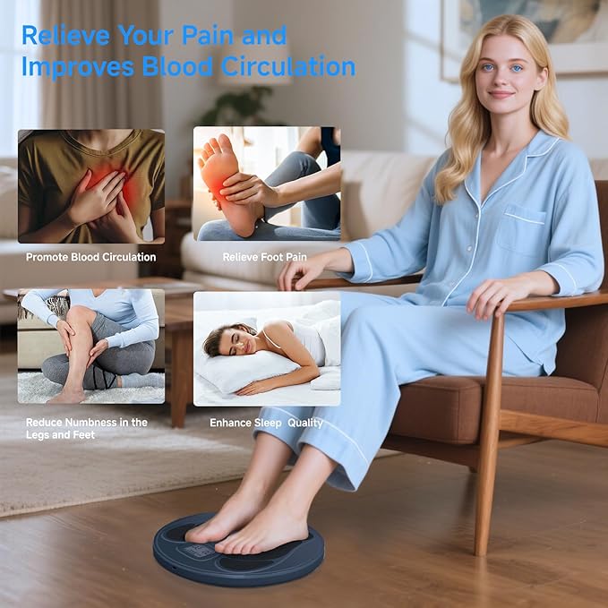 FDA Cleared - Electronic Muscle Stimulator for Neuropathy Foot Leg Massage EMS Foot Massager for Pain Relief &amp Muscle Relaxation EMS/TENS Feet Stimulator for Circulation for Dad Mum Elder Gifts