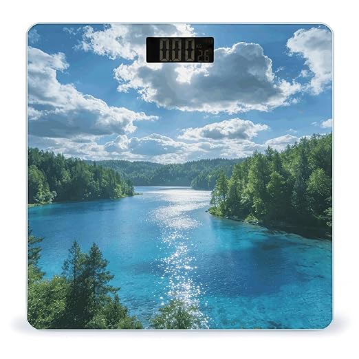 Blue Green White Smart Scale for Body Weight Digital Bathroom Scale Toughened Glass Weight Scale with Large LCD Backlight Display High Precision Scales Weighing Machine
