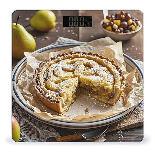 Pear Pie on Paper Scale for Body Weight Digital Bathroom Scale Toughened Glass High Precision Scales for Body Weight with Large LCD Backlight Display Weight Scales