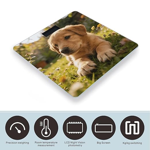 Home Garden Puppy Paws Weight ScaleClear LED Display Bathroom Digital Weighing ScaleTempered Glass Digital Bathroom Scale for Body Weight Capacity Up to 400 Lbs