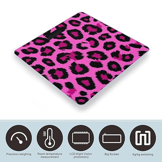 Smart Scale for Body Weight Digital Bathroom Weighing Scale Energy Saving Scale Pink Animal Skin Wild Leopard Print