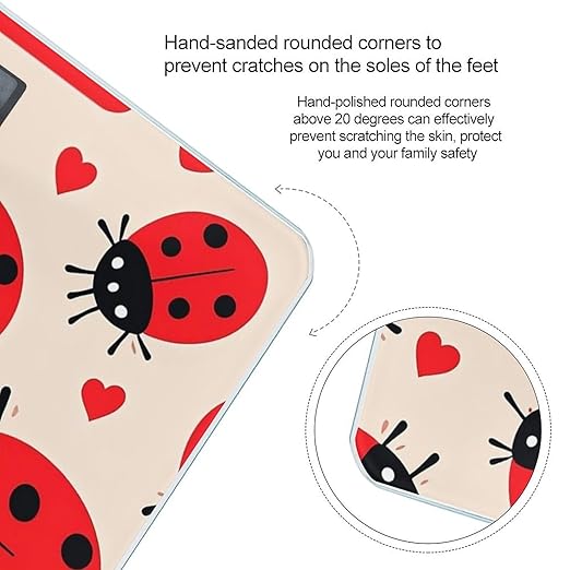 Ladybug Scale for Body Weight Digital Bathroom Scale Toughened Glass High Precision Scales for Body Weight with Large LCD Backlight Display Weight Scales
