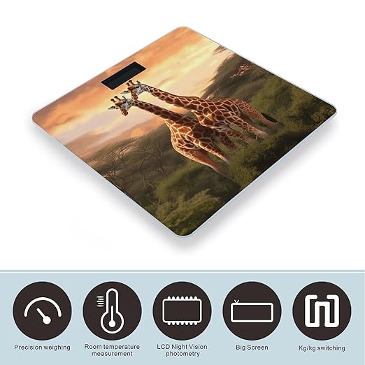 Couple Giraffe Digital Bathroom Scale for Body Weight Weighing Scale with Backlit LCD Display High Precision Measurements &amp Measures Weight Up to 180kg