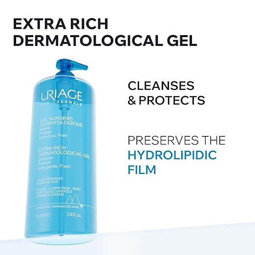 Uriage Extra-rich Dermatological Face &amp Body Wash for Sensitive Skin Preserves the Hydrolipidic Film of the Skin Fresh Foaming Body Cleanser Paraben &amp Soap-Free Physiological pH