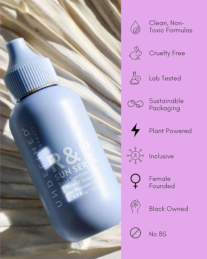 Undefined R&ampR Sun Serum SPF 50 PA++++ Tinted Mineral Sunscreen with Niacinamide Water Resistant Broad Spectrum Protection &amp Blue Light Defense (Medium Tint)