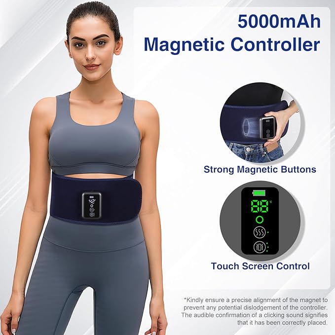 Cordless Back Massager Belt - FSA-HSA Eligible Red Light Therapy Massage Belt with 5 Heating Levels3 Vibration Modes Lower Back Massager for Pain Relief Deep Tissue4 MotorsBattery-Powered (Blue)