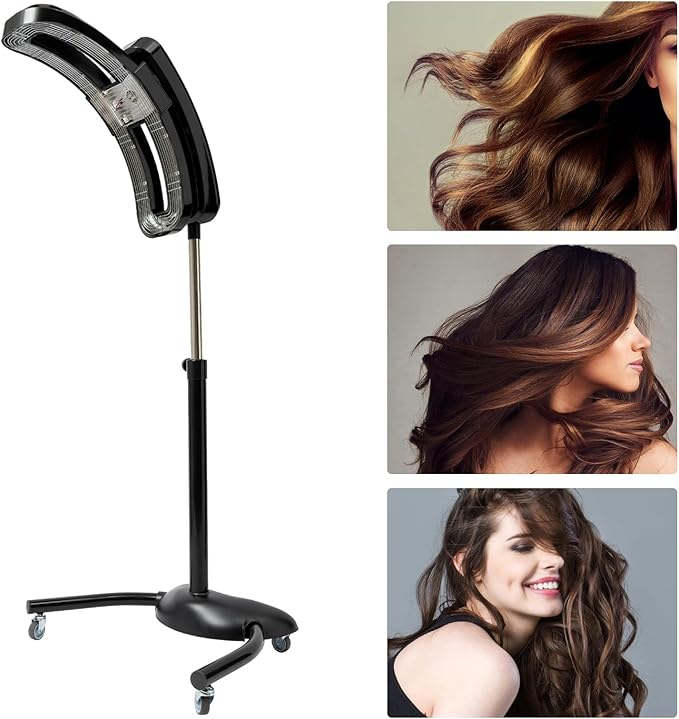 Vertical Hairdressing Heater950W Standing Hair Dryer360°Rotatable Salon Hair Dryer Vertical Cold Iron Slaon DryerTime Temperature Adjustable(950W Black)