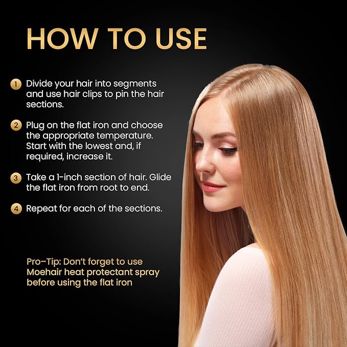 MOEHAIR Professional Titanium Ionic Flat Iron Hair Straightener for Straightening Waving Curling &amp Flip | 1.5 Ceramic Floating Plates | Adjustable Temperature | Auto Shut Off | for All Hair Ty