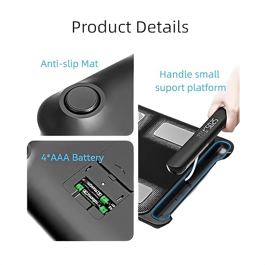 Body Fat Scale with Handles 8-Electrode Smart Body Composition Scale for Home Use Segmental Body Analysis Sync with Apple Health 400 lb Capacit