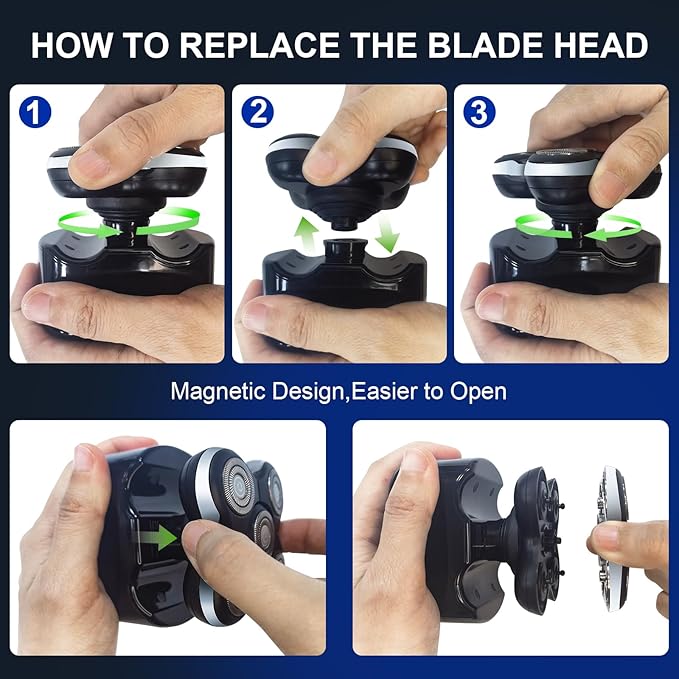 5 Blade Shaver Replacement Head Compatible with Skull Shaver for Pitbull Gold PRO/Pitbull Platinum Pro Shaver Heads (2 Pack
