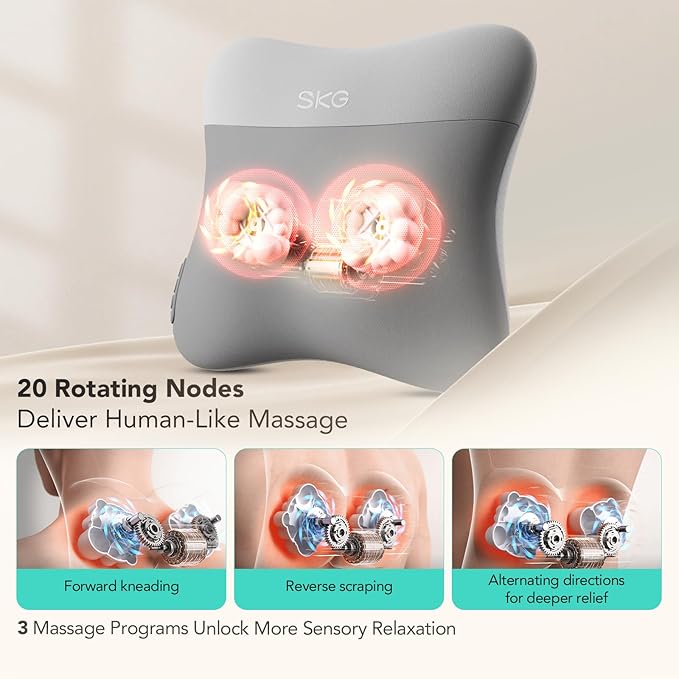 SKG VS500 Cordless Back Massager for Pain Relief Deep Tissue 4D Neck and Back Massager with Dual Sided Heat Valentine Gifts for Men and Women Dad Mom Grandpa
