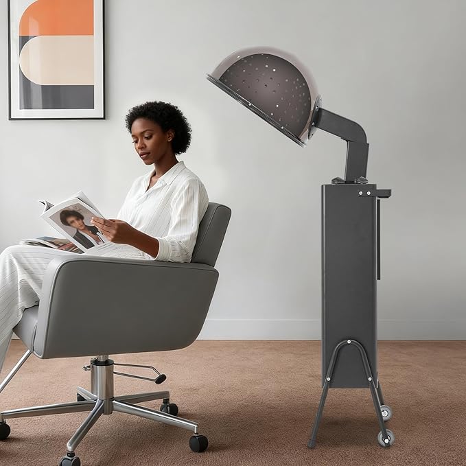 1200w Standing Hooded Hair Dryer Table Top Hooded Hair Dryer for Home Professional Hood Hair Dryers for Salon Use 60 Minute Timer Adjustable Degree Hood &amp Temperatures