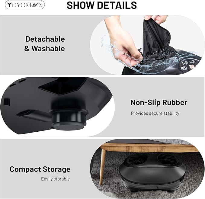 yoyomax Shiatsu Foot Massager with Heat - Deep Kneading for Circulation &amp Feet Relief - Fits Up to Men's Size 13 - Ideal for Relaxation Gift for Parents - Light Gray