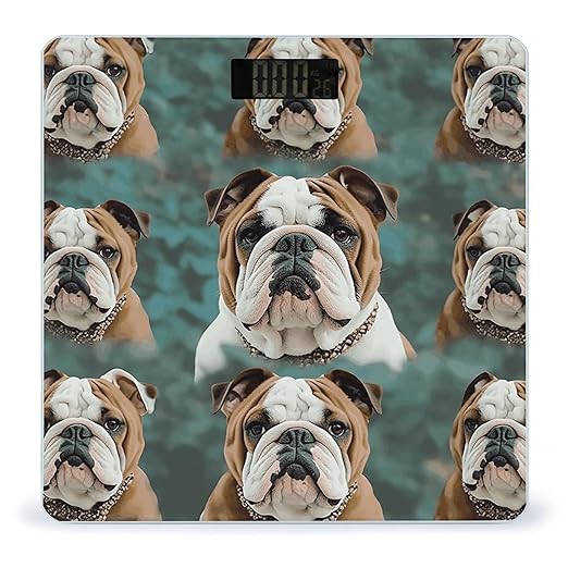 Funny English Bulldog Weight Scale Large Bathroom Scales Digital Weight with Bright LED Display Non Slip Automatic Weighing Scale Fashion Weighing Machine for Body